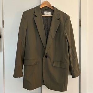Babaton Olive Green Single-Button Blazer